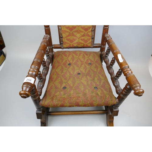 252 - Antique Victorian oak child/doll's American rocking chair