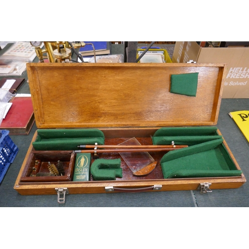 272 - Wooden gun case with cleaning accessories