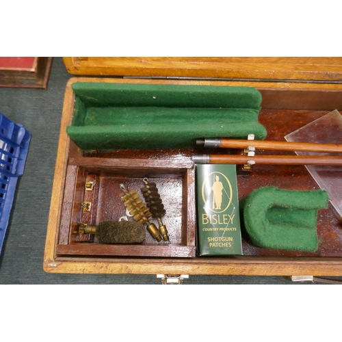 272 - Wooden gun case with cleaning accessories