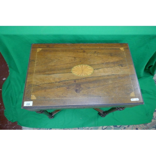 299 - Inlaid rosewood sewing table - Approx size: W: 60cm D: 39cm H: 71cm