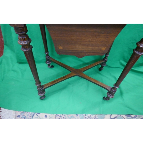 299 - Inlaid rosewood sewing table - Approx size: W: 60cm D: 39cm H: 71cm