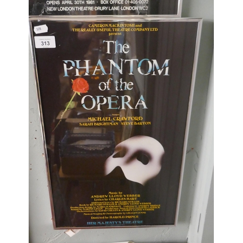 313 - 2 framed theatre posters - Cats and Phantom of the Opera