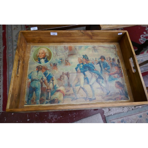 346 - Butlers tray depicting Lord Nelson on stand