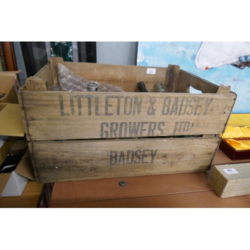 359 - Collection of vintage bottles in a Littleton Badsey crate