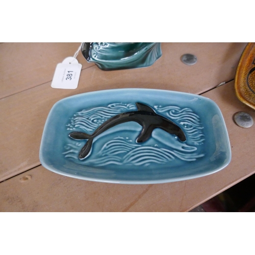 381 - Collection of Poole dishes to include dolphin figure