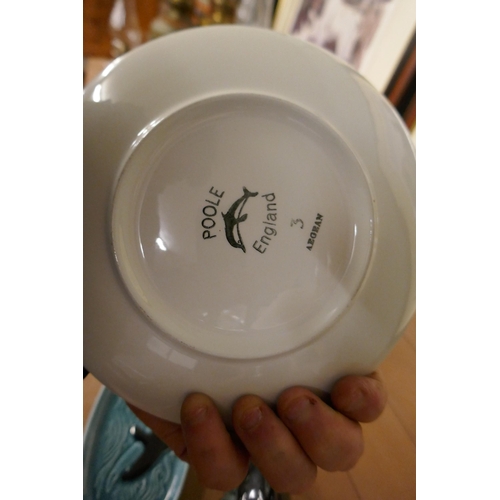 381 - Collection of Poole dishes to include dolphin figure