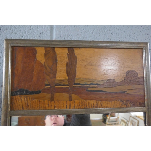 396 - Arts and Crafts marquetry mirror - Rowley Gallery - Approx. 39cm x 46cm