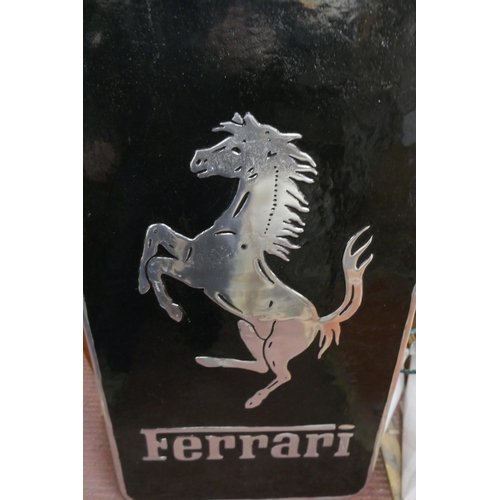 398 - Large metal Ferrari sign - Approx size: 56cm x 100cm