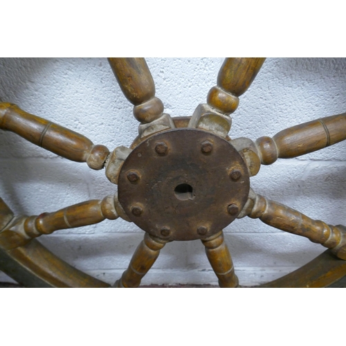 432 - Genuine antique elm ships wheel C1920s