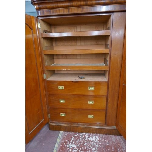 466 - Large Victorian mahogany mirrored wardrobe - Approx size: W: 200cm D: 66cm H: 222cm