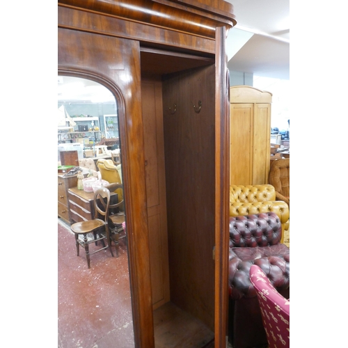 466 - Large Victorian mahogany mirrored wardrobe - Approx size: W: 200cm D: 66cm H: 222cm