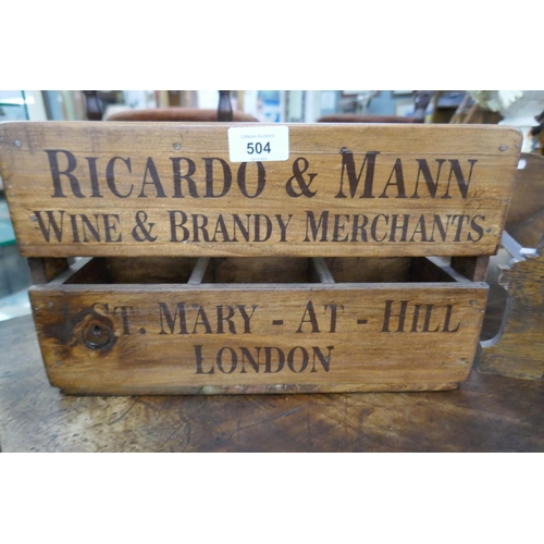 504 - Wooden advertising bottle crate