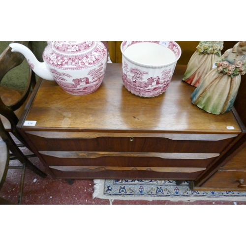 519 - Mid century exotic wood chest of 3 drawers - Made in Denmark stamped on back - Approx size: W: 80cm ... 