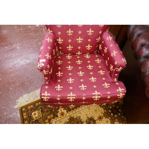 524 - Edwardian armchair with fleur-de-lys upholstery