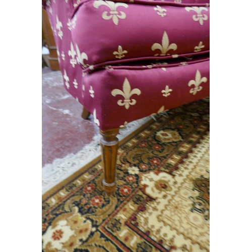 524 - Edwardian armchair with fleur-de-lys upholstery