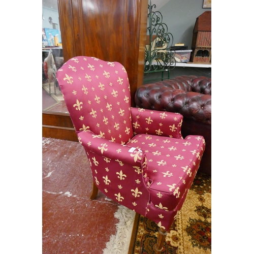 524 - Edwardian armchair with fleur-de-lys upholstery