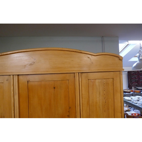 534 - Large antique pine wardrobe - Approx size: W: 163cm D: 62cm H: 207cm