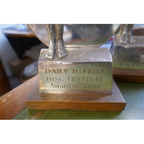 545 - Rare pair of Daily Mirror, Disc Festival awards