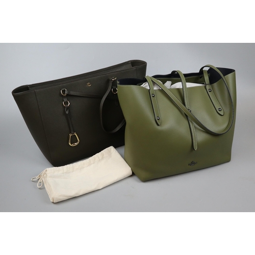 613 - Green leather handbag by Coach with original receipts together with a Ralph Lauren handbag with orig... 