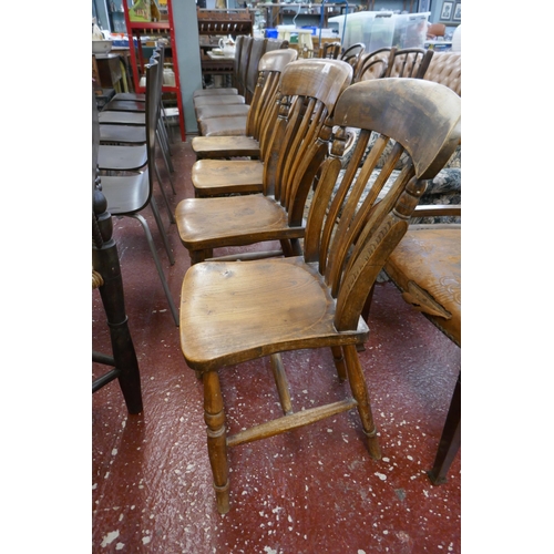 616 - Set of 4 elm seated slat back dining chairs