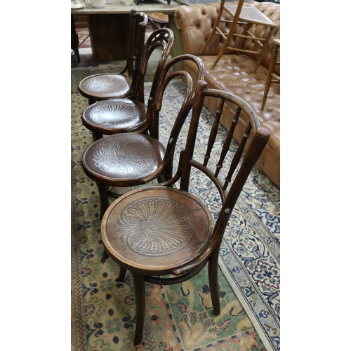 619 - 2 pairs of poker work seated chairs to include 1 bentwood pair