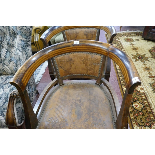 621 - Pair of Edwardian inlaid tub chairs