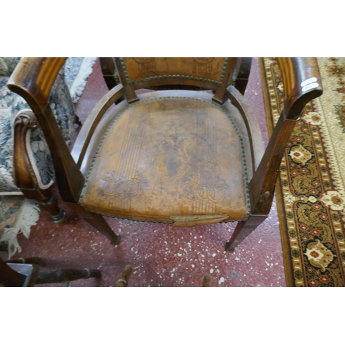 621 - Pair of Edwardian inlaid tub chairs