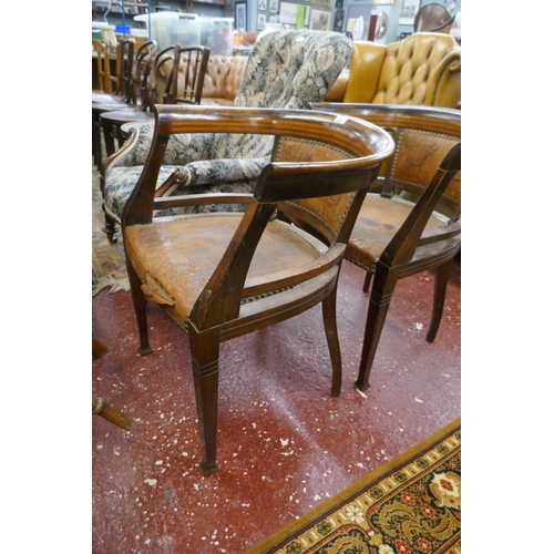 621 - Pair of Edwardian inlaid tub chairs