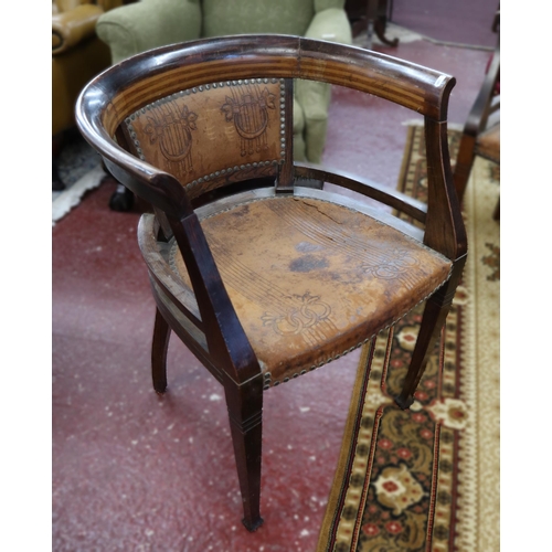 621 - Pair of Edwardian inlaid tub chairs