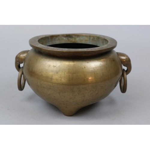 463 - Large Chinese bronze censor with elephant ring handles