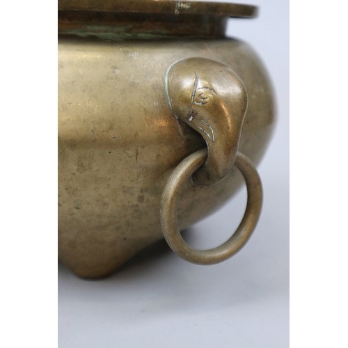 463 - Large Chinese bronze censor with elephant ring handles