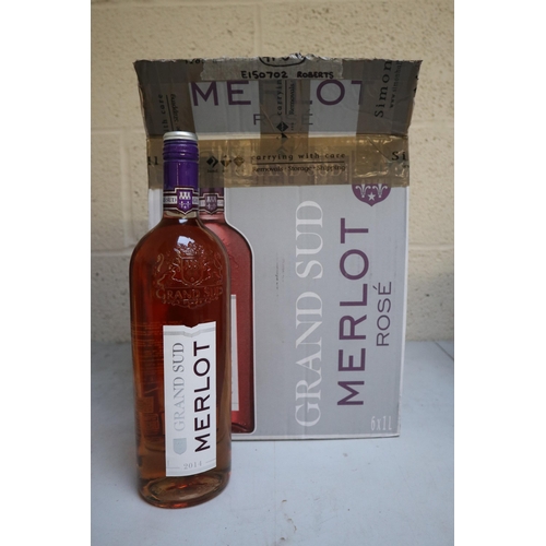 129 - 6 bottles of Merlot rose.Sold as seen, from a deceased estate, we do not know how they have be store... 