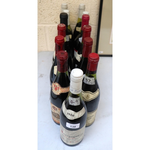 138 - Collection of red wines. Sold as seen, from a deceased estate, we do not know how they have be store... 