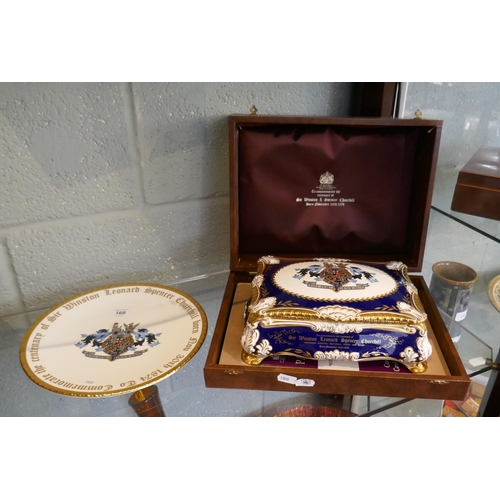 168 - L/E Winston Churchill cigar box by Paragon 277/500 together with a Winston Churchill commemorative p... 