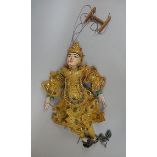 303 - Vintage Oriental marionette wooden string puppet