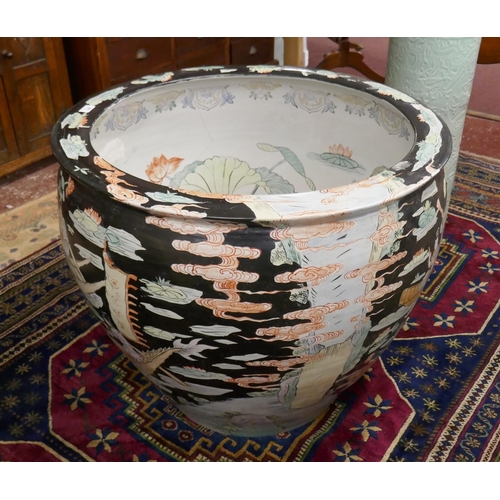 Very large Oriental fish bowl as featured on Antiques Road Show May 30th 2002 - Approx height: 69cm, diameter: 83cm