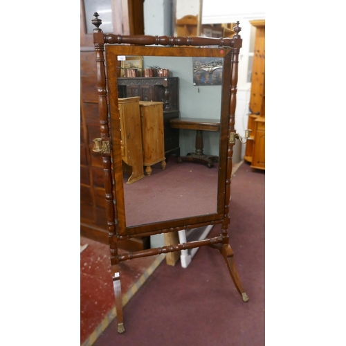 352 - Victorian mahogany cheval mirror with candle sconces