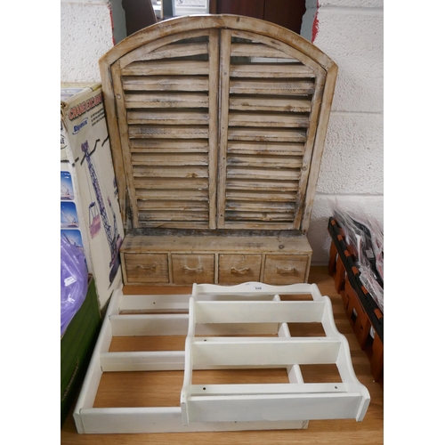 359 - 2 small plate racks and a window mirror