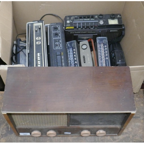 367 - Box of old radios