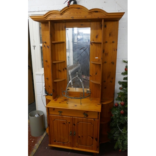 385 - Pine hall stand - Approx size: W: 123cm D: 44cm H: 207cm