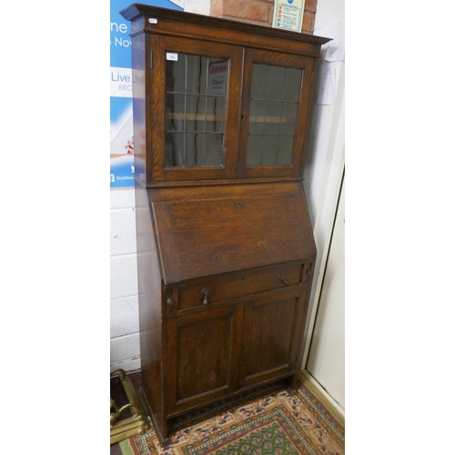 392 - Oak bureau book case - Approx size: W: 79cm D: 37cm H: 167cm