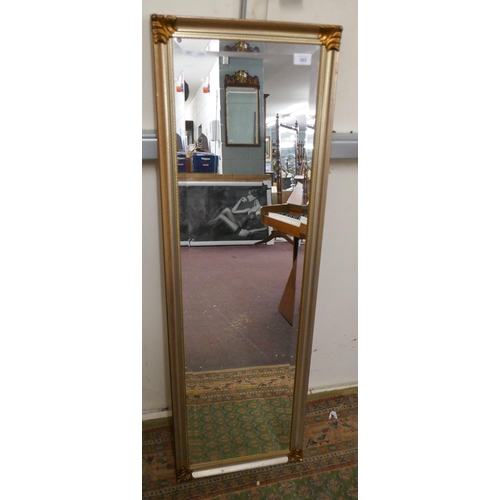 393 - Long bevelled glass wall mirror - Approx 40cm x 124cm