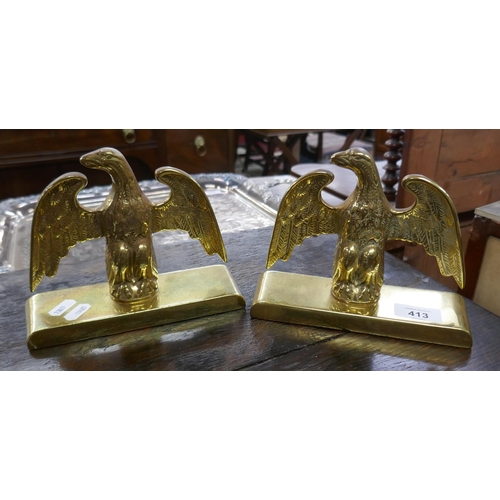 413 - Pair of brass eagles