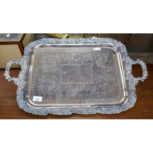 424 - Ornate silverplate serving tray