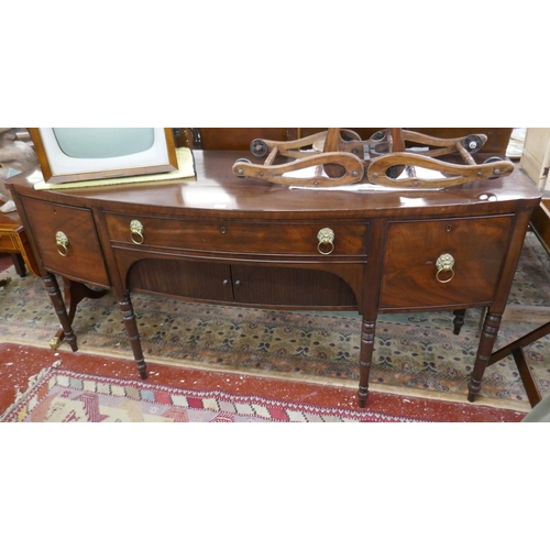 431 - Large mahogany tambour front sideboard - Approx size: W: 199cm D: 69cm H: 91cm