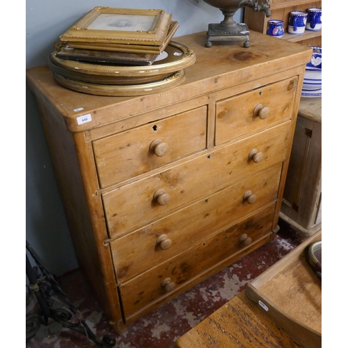 446 - Antique pine chest of drawers - Approx size: W: 100cm D: 46cm H: 106cm