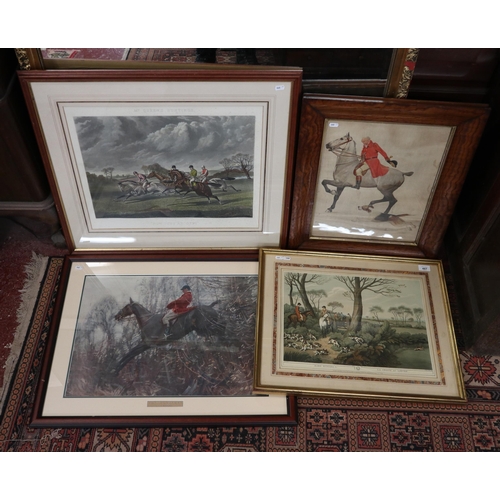 487 - 4 framed prints depicting hunting scenes