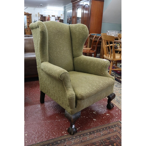 497 - Green wingback chair