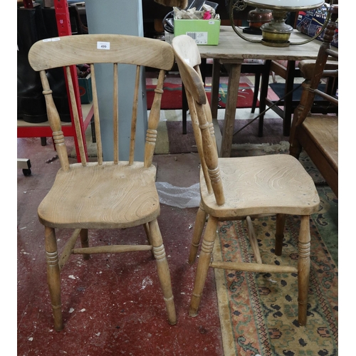 499 - Pair of elm seated kitchen chairs