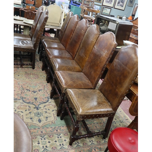 507 - Set of 8 leather studded chairs